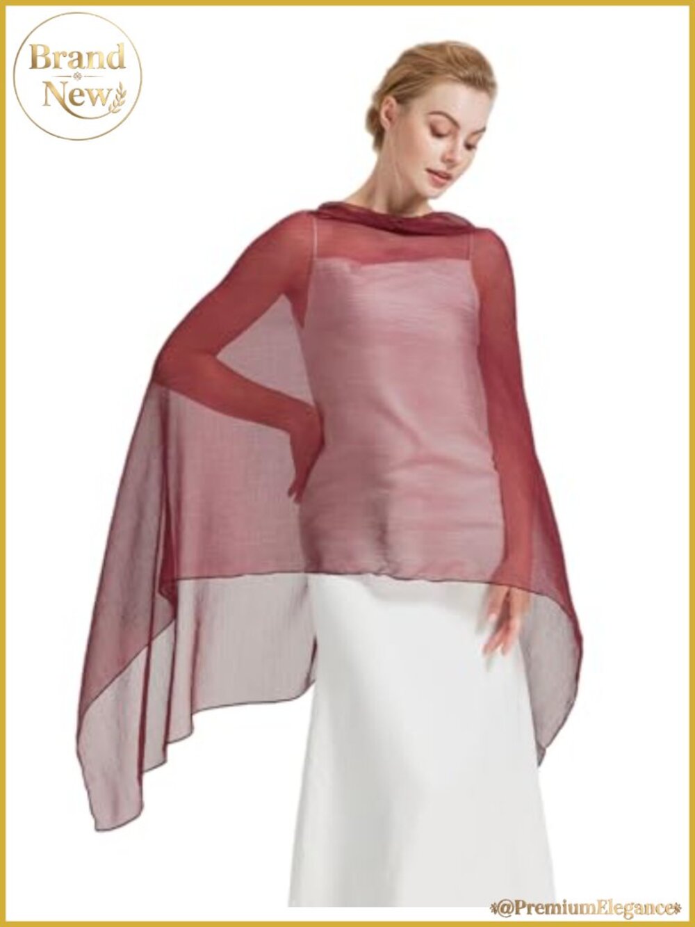 Sheer Bridal Shawl Wrap Wedding Dress Multi-Way Capelet Scarf Polyester